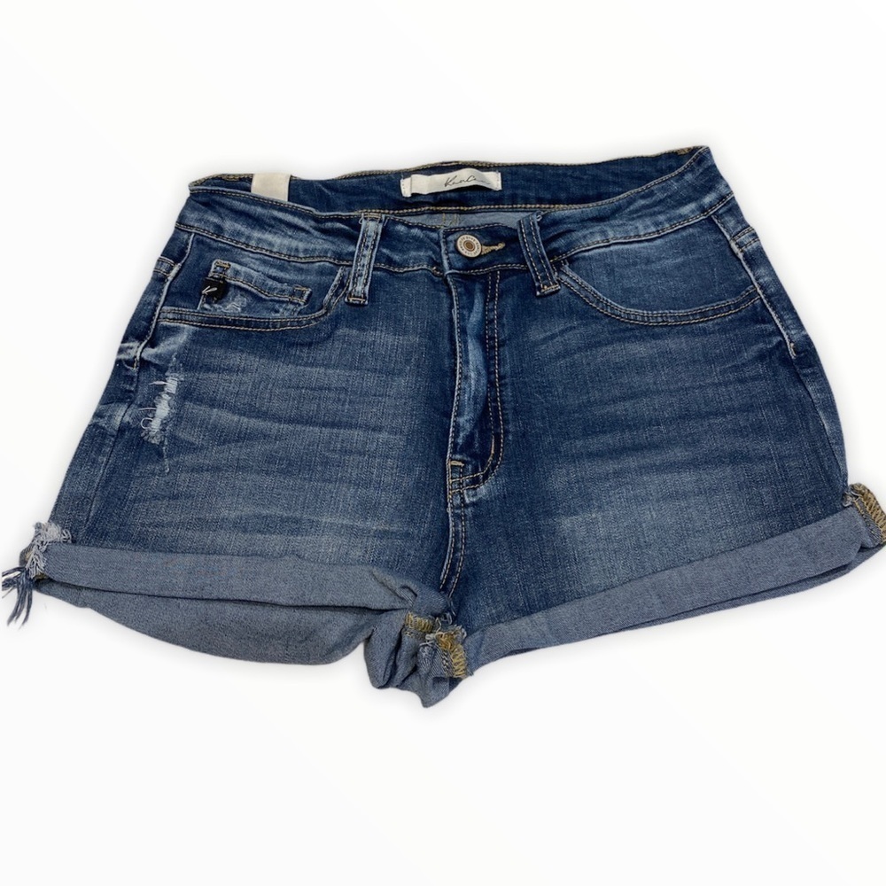 𝅺KanCan Distressed high waist denim shorts SZ 27 New